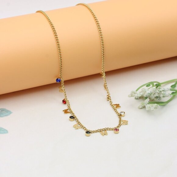 Colorful Charm Yellow Necklace with Gold Plated Chain, XPNL0371 - Picture 7 of 11